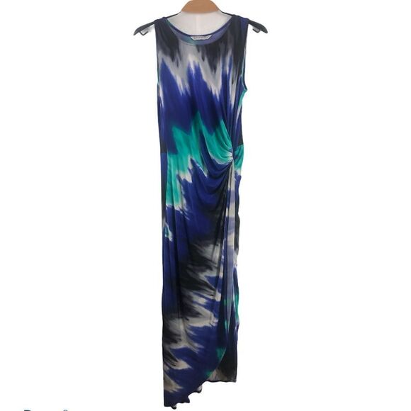 BIANCA Nygard Twist Knot Multi Blue Printed Stretch Maxi Dress Size S - Picture 1 of 5